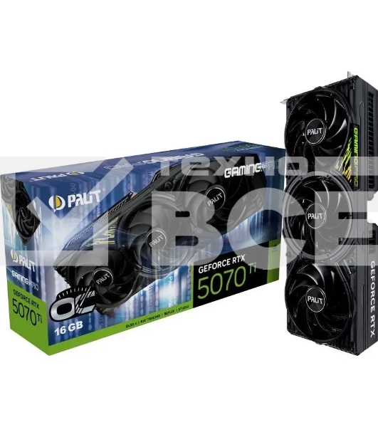 Видеокарта Palit PCI-E 5.0 RTX5070Ti GAMINGPRO OC NVIDIA GeForce RTX 5070TI 16Gb 256bit GDDR7 2295/28000 HDMIx1 DPx3 HDCP Ret