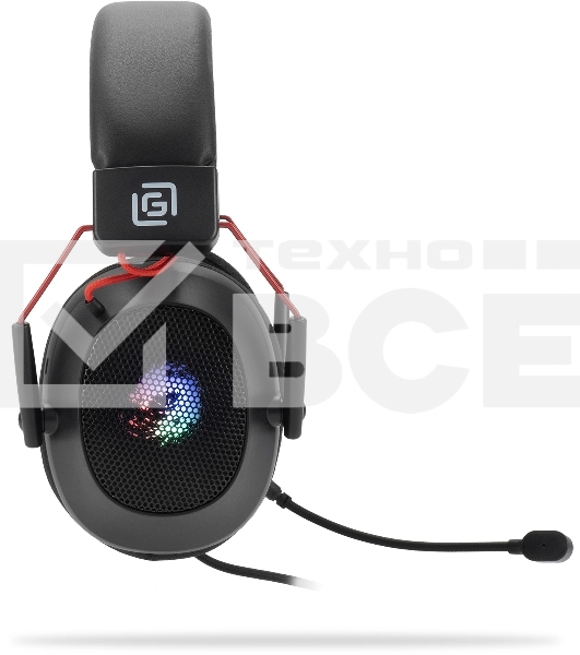 Наушники с микрофоном Оклик HS-L305G черный/красный 2м мониторные оголовье (2060511)