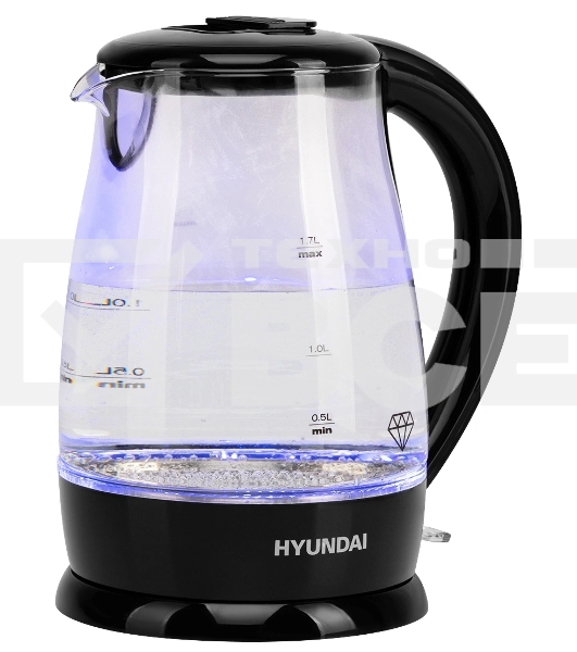 Чайник электрический Hyundai HYK-G2011 1.7л. 2200Вт черный (корпус: стекло)