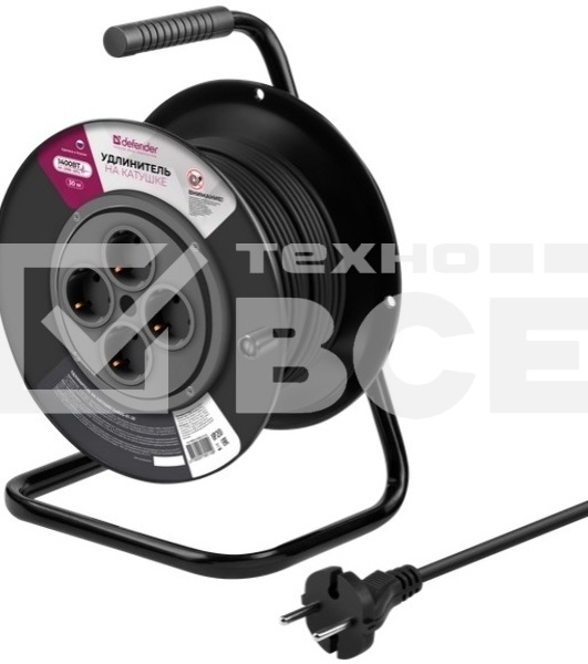 Удлинитель на катушке Defender ExtR2G-01-30 6А, 30 м, б/з - катушка
