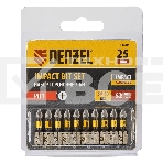 Набор бит торсионных Denzel PH1x25 мм, лазерная обработка шлица, сталь S2, 10 шт., фото 1