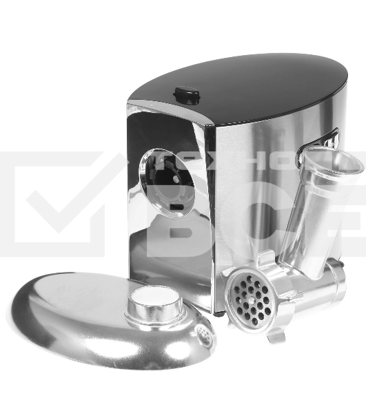 Мясорубка электрическая Galaxy Line GL 2400 серый, 1200 Вт, 1.3 кг/мин, реверс, защита от перегрузки, металлический лоток, насадки - 5