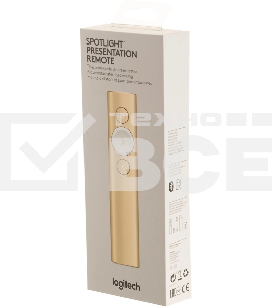 Презентер беспроводной Logitech Spotlight золотистый, радиоканал, USB, кнопки - 3