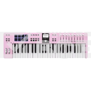 Клавиатура MIDI 231525 Arturia KeyLab Essential 49 mk3 Rose Quartz 49 клавиш, LCD дисплей, 9 энкодеров, 8 пэдов, 9 фейдеров, 12 кнопок управления, колеса высоты тона и модуляции, 1/4' Jack вход для педали, MIDI выход, Type-C