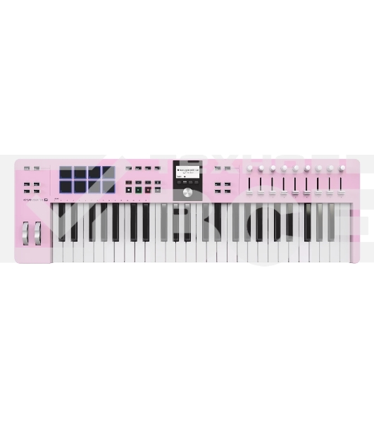 Клавиатура MIDI 231525 Arturia KeyLab Essential 49 mk3 Rose Quartz 49 клавиш, LCD дисплей, 9 энкодеров, 8 пэдов, 9 фейдеров, 12 кнопок управления, колеса высоты тона и модуляции, 1/4' Jack вход для педали, MIDI выход, Type-C