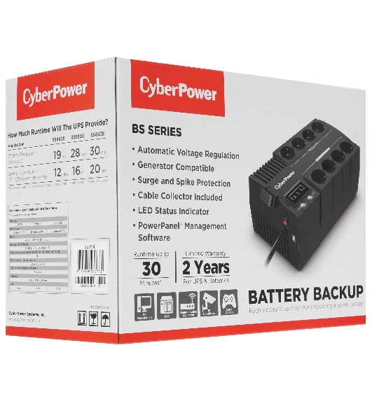 Источник бесперебойного питания CyberPower BS850E NEW/850 ВА/480 Вт/8 х CEE 7 (евророзетка)