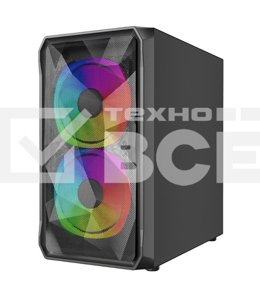 Компьютерный корпус Powercase Mistral Micro A3B ARGB, Tempered Glass, 2x 140mm ARGB PWM+1x 120mm ARGB PWM, чёрный, mATX  (CMMAB-A3)