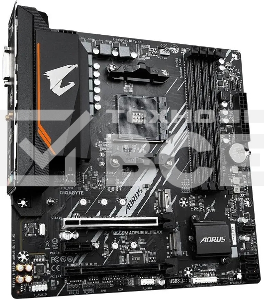 Материнская плата Gigabyte B550M AORUS ELITE AX, Socket AM4, AMD B550, 4xDDR4, 4xSATA, 2xM.2, 1xPCI-E 4.0 x16, 1xPCI-E 3.0 x4, 1xPCI-E x1, 1xDVI-D, 1xHDMI, 1x 1Gb LAN, 4xUSB-A 3.2 Gen 1, 4xUSB-A 2.0, 3x3.5 мм, 7.1, Micro-ATX