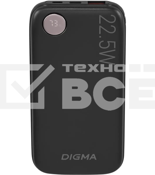 Мобильный аккумулятор Digma DGPF10B 10000mAh QC3.0/PD3.0 22.5W 3A USB-A/USB-C черный