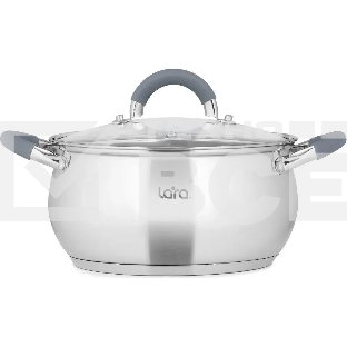 Кастрюля LARA LR02-481 BELL 18x10,5 см, 2,6 л, нержавеющая сталь, индукционное дно, силиконовая ручка, стеклянная крышка
