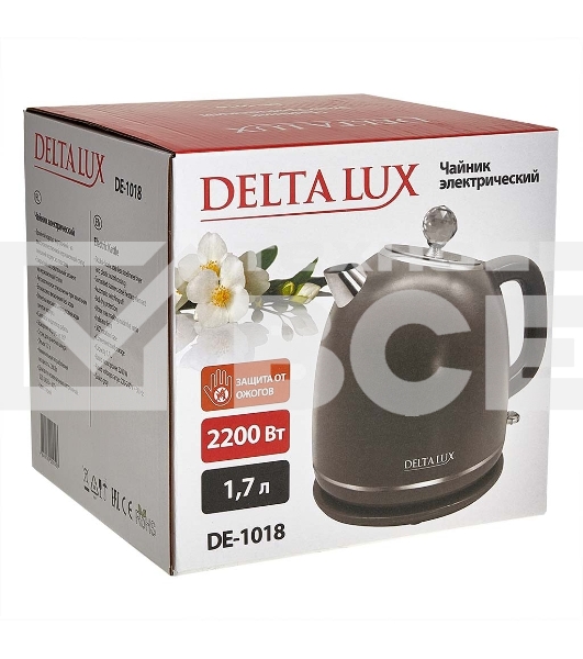 Чайник электрический Delta LUX DE-1018 (1,7 л. металл/пластик) серый