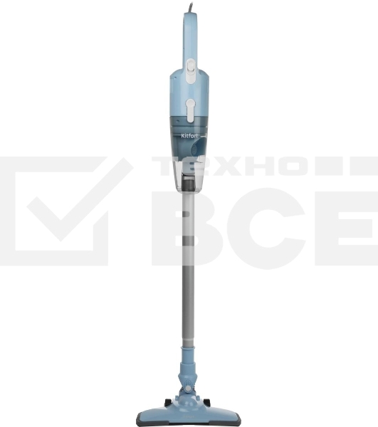 Пылесос вертикальный Kitfort KT-586-2 голубой, питание от сети, 400 Вт, уборка сухая, пылесборник 1,2 л
