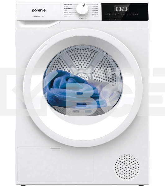 Сушильная машина Gorenje DHNE82/C белый, 8 кг, сушка - тепловой насос, программ - 15, 59.5 x 84.5 x 58 см