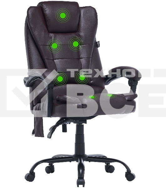 Кресло компьютерное Cactus CS-CHR-OC03M-BR темно-коричневый, эко.кожа, с подголовником