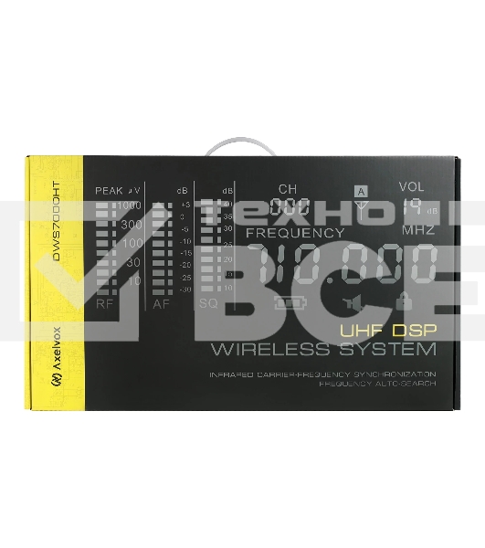 Микрофонная радиосистема Axelvox DWS7000HT (TD Bundle) [AX-7000T] UHF 710-726 MHz, True Diversity, 2 x 32 канала, LCD дисплей, 2х ИК порт, 2 ручных микрофона, 2 силиконовых кольца.