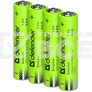 Батарейка алкалиновая Defender LR03-4S ААА, шринк, 4 шт., EcoLine