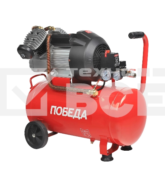 Компрессор Победа поршневой масляный КМ 50-400, 400 л/мин, 8 бар, 2200 Вт, 50 л, быстросъемный 1/4