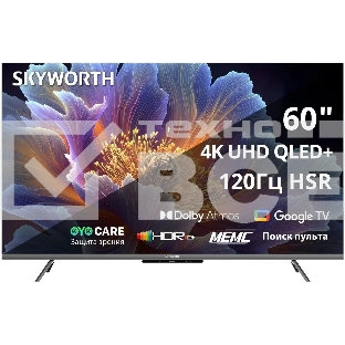 Телевизор Skyworth 60' 60Q66H черный/серебристый QLED UHD 60Hz Smart TV Google TV 2GB/16GB