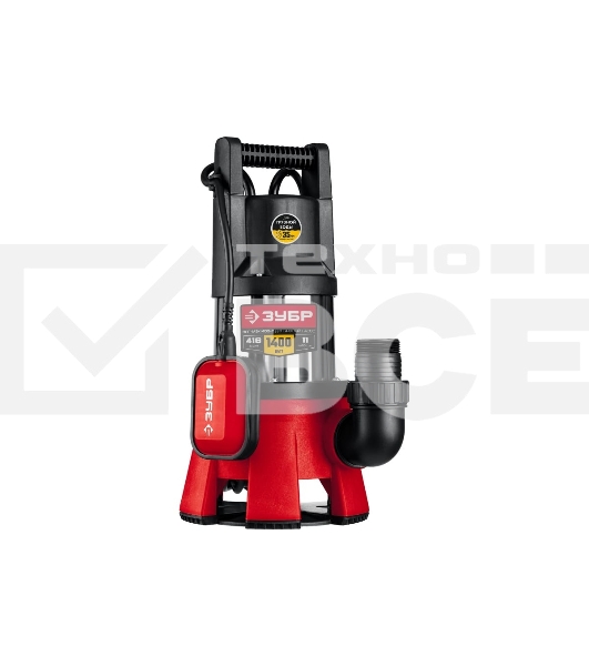 Насос ЗУБР НПГ-М3-1400-С, дренажный для грязной воды, корпус - нерж. сталь, 1400 Вт