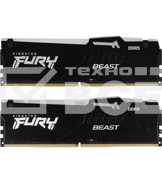 Оперативная память Kingston Fury Beast Expo, DDR5, 16GB (2x8GB), 5200MHz, CL36, с радиаторами, RGB, черный