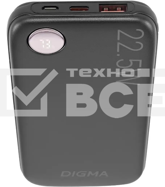Мобильный аккумулятор Digma DGPF10B 10000mAh QC3.0/PD3.0 22.5W 3A USB-A/USB-C черный
