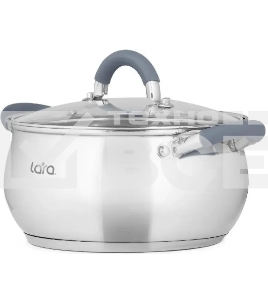 Кастрюля LARA LR02-482 BELL 20x11,5 см, 3,5 л, нержавеющая сталь 316L (хром/никель/молибден), с крышкой
