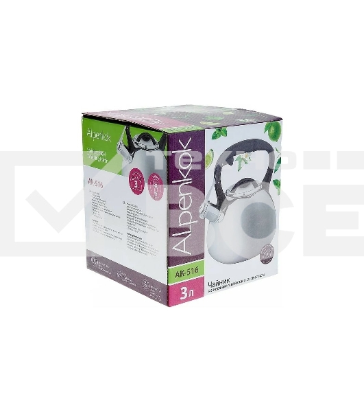 Чайник для плиты ALPENKOK AK-516 нерж.сталь со свистком 3,0л (12)