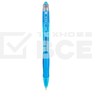 Ручка гелевая автоматическая Deli Arris EG08-BL прозрачный/голубой, d=0.5мм, синие чернила, резиновая манжета