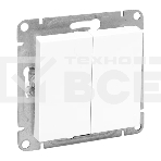 Механизм выключателя EKF UP1-SWW-20 двухклавишный, белый Эпика, фото 1