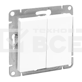 Механизм выключателя EKF UP1-SWW-20 двухклавишный, белый Эпика