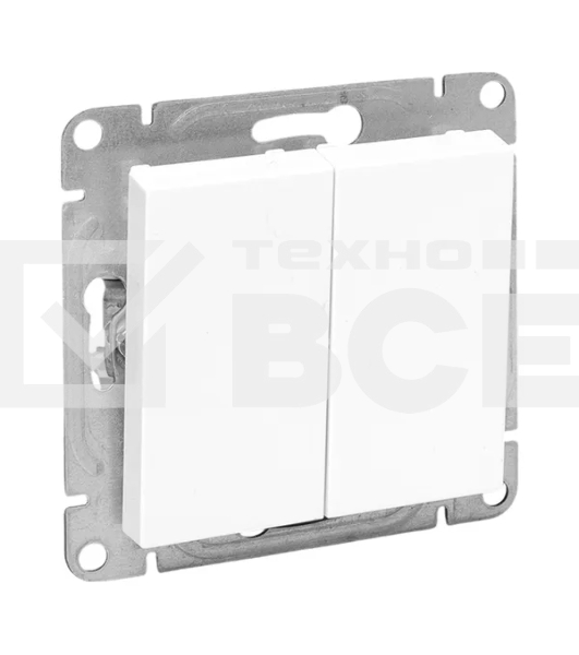 Механизм выключателя EKF UP1-SWW-20 двухклавишный, белый Эпика