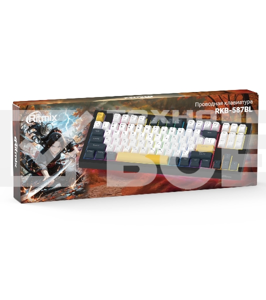 Клавиатура проводная Ritmix RKB-587BL синий-белый-оранжевый