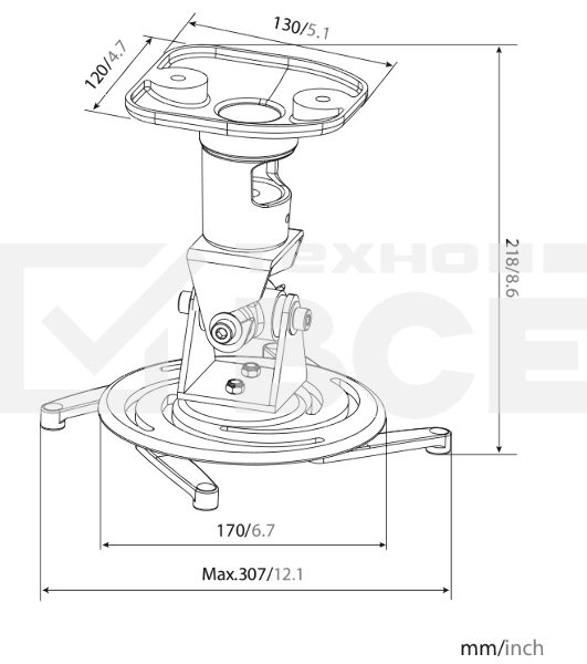 Кронштейн для проектора Cactus CS-VM-PR01-BK черный макс.10кг настенный и потолочный поворот и наклон