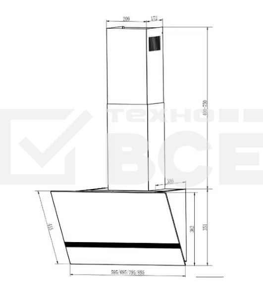 Вытяжка Elikor RISE BK 60 черный