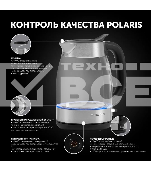 Чайник электрический Polaris PWK 1817CGL 1.8л. 2200Вт