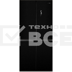 Холодильник Hyundai CM45083F черный трехкамерный 289/144л морозилка снизу, No Frost, Side by Side, фото 1