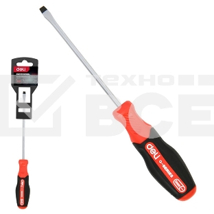 Отвертка шлицевая Deli DL3440 SL3x75мм сталь S2, матовый стержень, двухкомпонентная прорезиненная рукоять