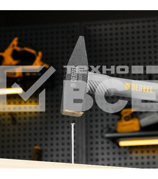 Молоток слесарный Denzel 1000 г, кованый, фибергласовая рукоятка c TPR покрытием