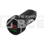 Автомобильное зарядное устройство Maxvi CCM-M602PD LED metallic черный 6A, 1xUSB, 1xType-C, QC3.0, фото 1