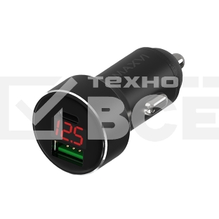 Автомобильное зарядное устройство Maxvi CCM-M602PD LED metallic черный 6A, 1xUSB, 1xType-C, QC3.0