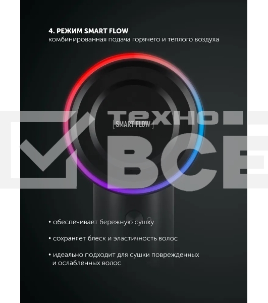 Фен Polaris PHD-1110 графитовый, 1600 Вт, ионизация