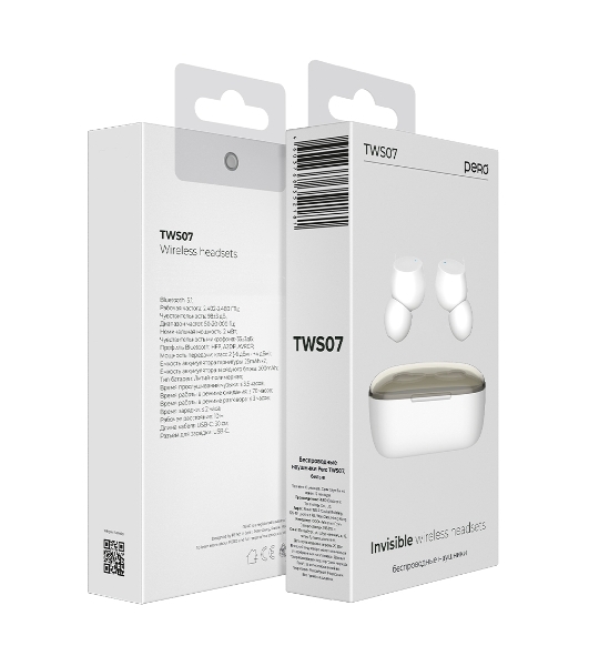 Беспроводные наушники PERO TWS07 INVISIBLE White