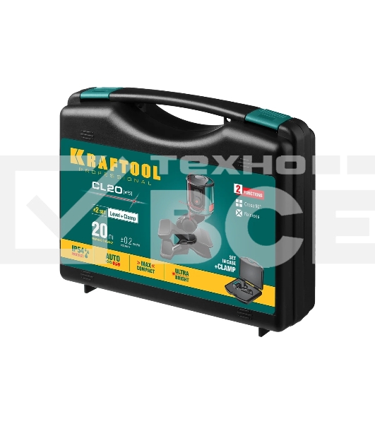 Нивелир лазерный KRAFTOOL CL 20 #5 20 м, IP54, точн. +/-0,2 мм/м, держатель, в кейcе