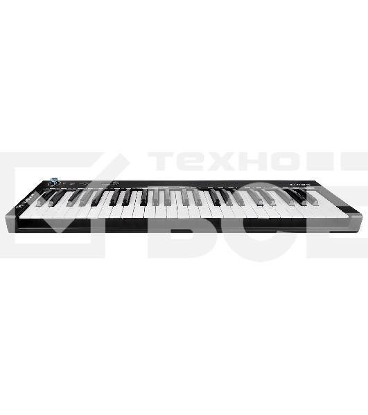 Клавиатура MIDI [AX-1973K] Axelvox [KEY49j Black] 4-октавная (49 клавиш) динамическая USB, 3 кнопки, джойстик (Pitch Bend и Modulation), 1 программируемый фейдер, вход Sustain педали, выключатель питания, питание от USB. Цвет черный.