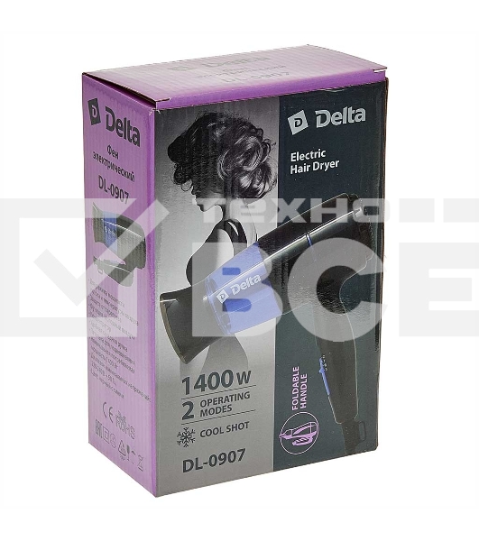 Фен DELTA DL-0907 черный с синим