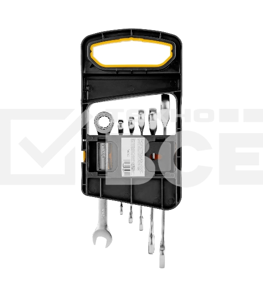 Набор ключей комбинированных трещоточных Denzel 6-17 мм, 6 шт., CrV, матовый хром 14720
