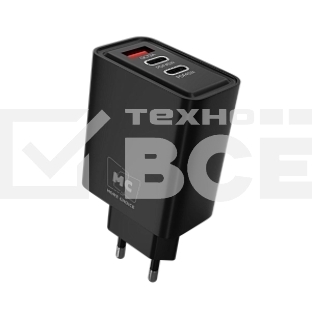 Сетевое зарядное устройство MORE CHOICE NC90 1USB+2Type-C 3.0A PD 45W, черный