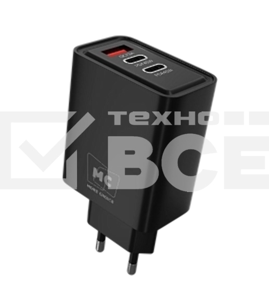 Сетевое зарядное устройство MORE CHOICE NC90 1USB+2Type-C 3.0A PD 45W, черный