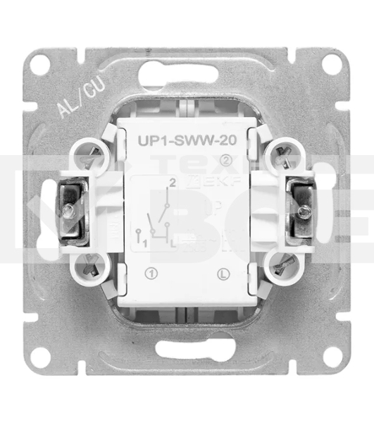 Механизм выключателя EKF UP1-SWW-20 двухклавишный, белый Эпика