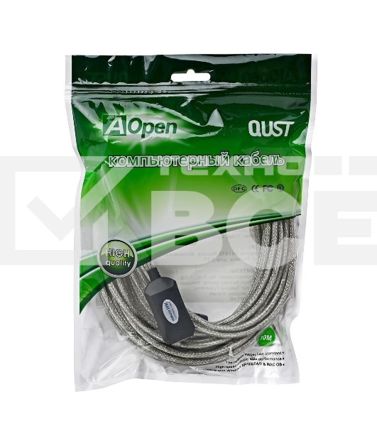Кабель AM/AF USB2.0 10м Aopen удлинитель активный(с усилителем) USB2.0-repeater, ACU823-10M